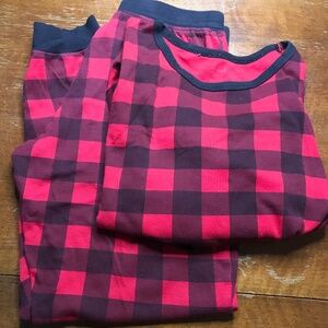 Leveret Mens Small Cotton PJs Red and Black Checkered